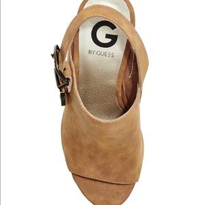 G by Guess Women's Tan Peep Toe Heels